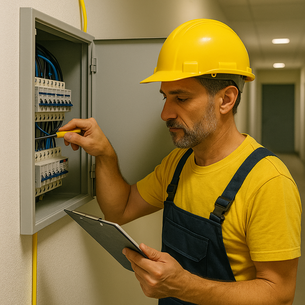Técnico Antelec instalando telecomunicaciones en Marbella